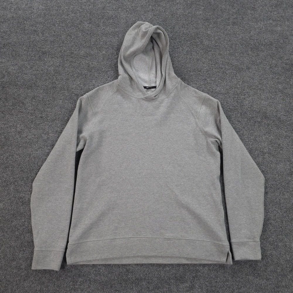 Public‎ Rec Hoodie Mens Medium Gray Waffle Knit Pullover Casual Logo Sweatshirt